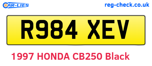 R984XEV are the vehicle registration plates.