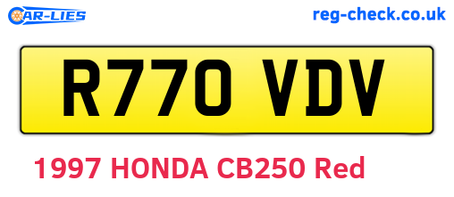 R770VDV are the vehicle registration plates.