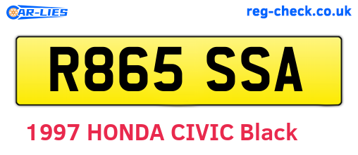 R865SSA are the vehicle registration plates.