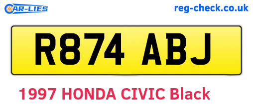 R874ABJ are the vehicle registration plates.