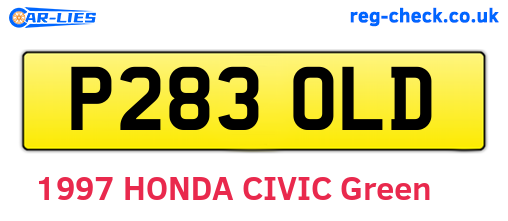 P283OLD are the vehicle registration plates.