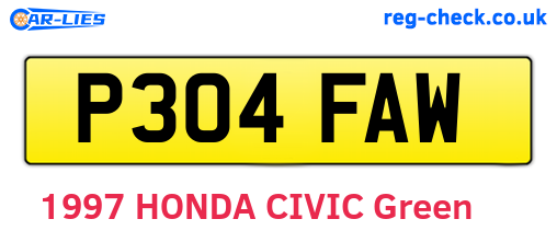 P304FAW are the vehicle registration plates.