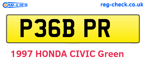 P36BPR are the vehicle registration plates.