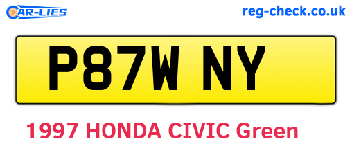 P87WNY are the vehicle registration plates.