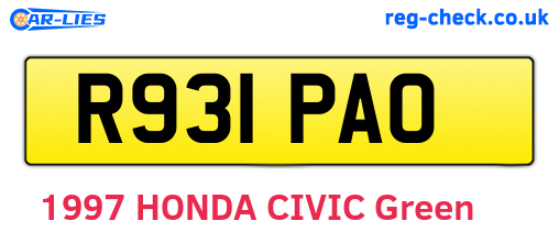 R931PAO are the vehicle registration plates.