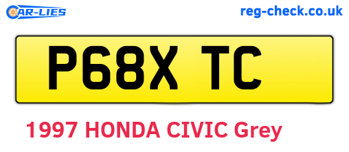 P68XTC are the vehicle registration plates.
