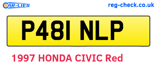 P481NLP are the vehicle registration plates.