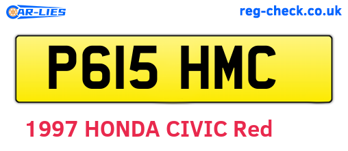 P615HMC are the vehicle registration plates.