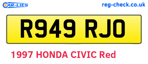 R949RJO are the vehicle registration plates.