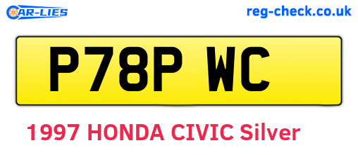P78PWC are the vehicle registration plates.