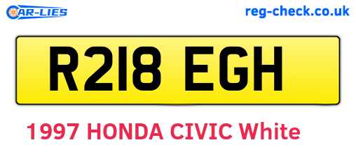 R218EGH are the vehicle registration plates.