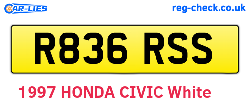 R836RSS are the vehicle registration plates.