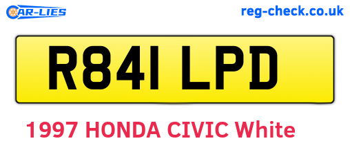 R841LPD are the vehicle registration plates.