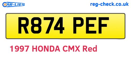 R874PEF are the vehicle registration plates.