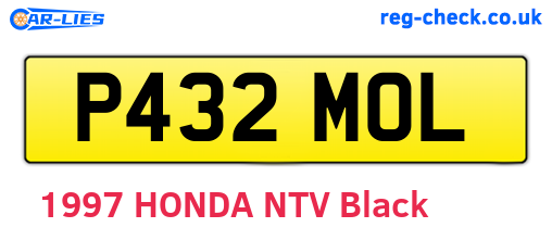 P432MOL are the vehicle registration plates.