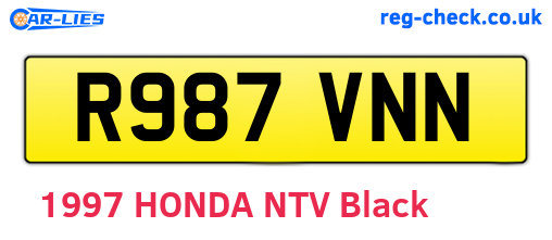 R987VNN are the vehicle registration plates.