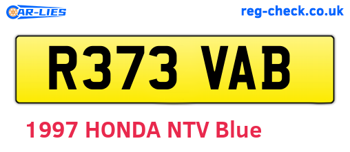 R373VAB are the vehicle registration plates.