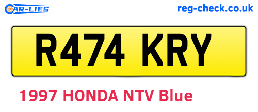R474KRY are the vehicle registration plates.