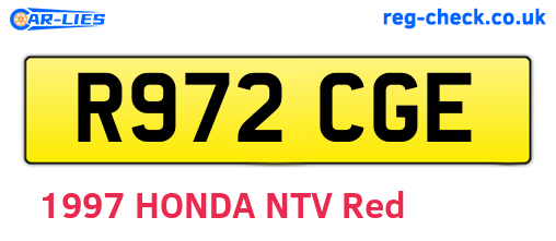 R972CGE are the vehicle registration plates.