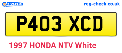P403XCD are the vehicle registration plates.