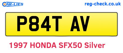 P84TAV are the vehicle registration plates.
