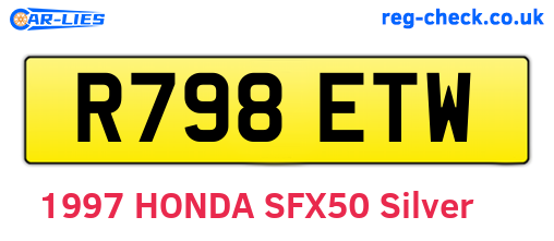 R798ETW are the vehicle registration plates.