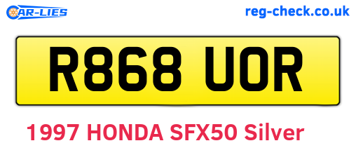 R868UOR are the vehicle registration plates.