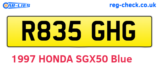 R835GHG are the vehicle registration plates.