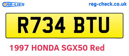 R734BTU are the vehicle registration plates.