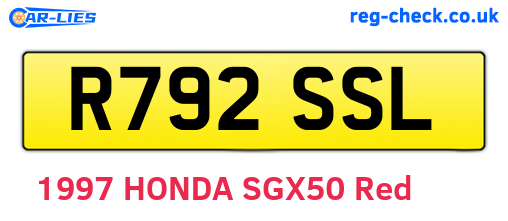 R792SSL are the vehicle registration plates.