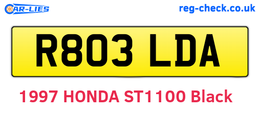 R803LDA are the vehicle registration plates.