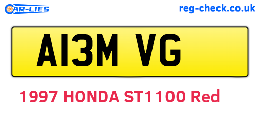 A13MVG are the vehicle registration plates.
