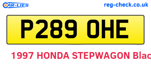 P289OHE are the vehicle registration plates.