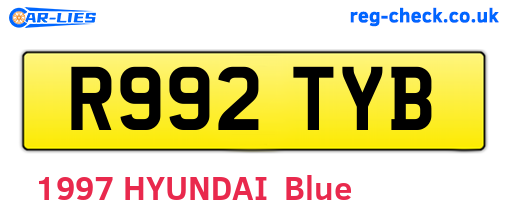 R992TYB are the vehicle registration plates.