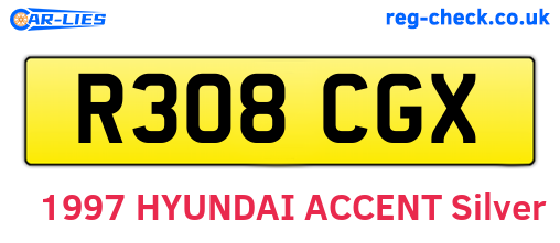 R308CGX are the vehicle registration plates.