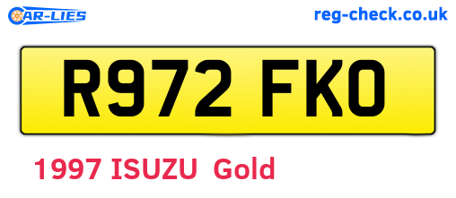R972FKO are the vehicle registration plates.