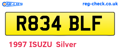 R834BLF are the vehicle registration plates.