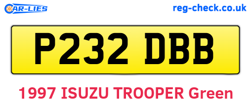 P232DBB are the vehicle registration plates.