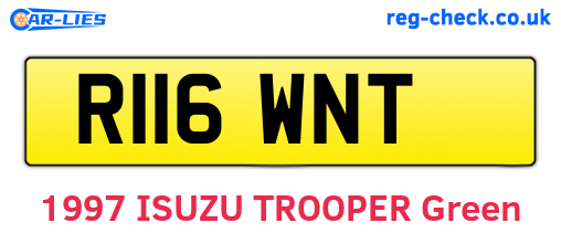 R116WNT are the vehicle registration plates.