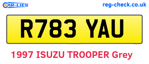 R783YAU are the vehicle registration plates.