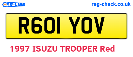 R601YOV are the vehicle registration plates.