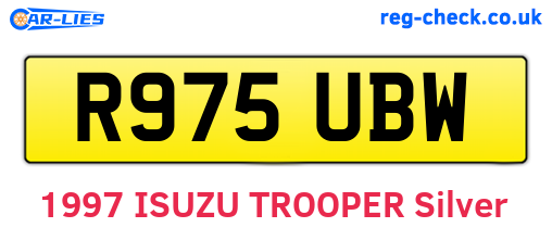 R975UBW are the vehicle registration plates.