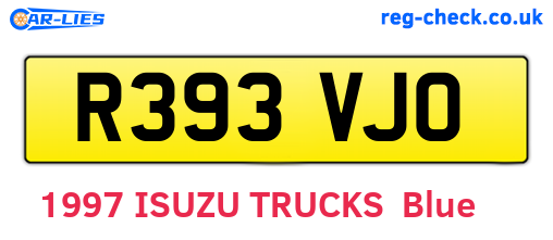 R393VJO are the vehicle registration plates.