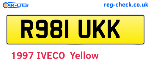 R981UKK are the vehicle registration plates.