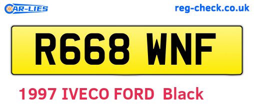 R668WNF are the vehicle registration plates.