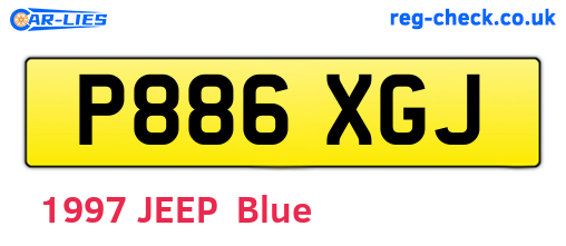P886XGJ are the vehicle registration plates.