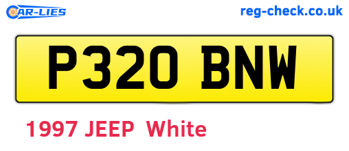 P320BNW are the vehicle registration plates.