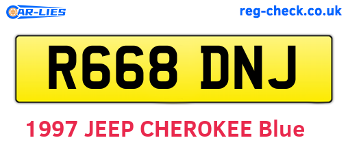 R668DNJ are the vehicle registration plates.