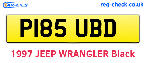 P185UBD are the vehicle registration plates.