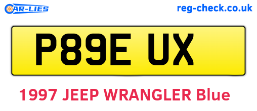 P89EUX are the vehicle registration plates.
